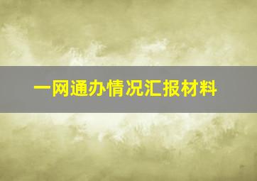 一网通办情况汇报材料