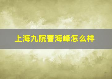 上海九院曹海峰怎么样