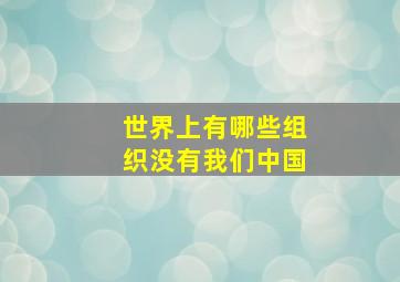 世界上有哪些组织没有我们中国