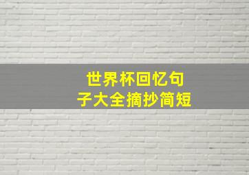 世界杯回忆句子大全摘抄简短