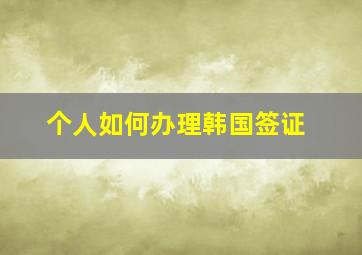 个人如何办理韩国签证