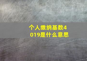 个人缴纳基数4019是什么意思