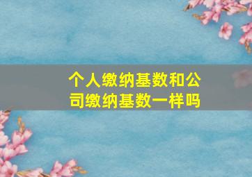 个人缴纳基数和公司缴纳基数一样吗