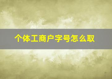 个体工商户字号怎么取