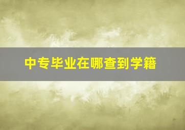 中专毕业在哪查到学籍