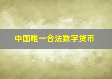 中国唯一合法数字货币