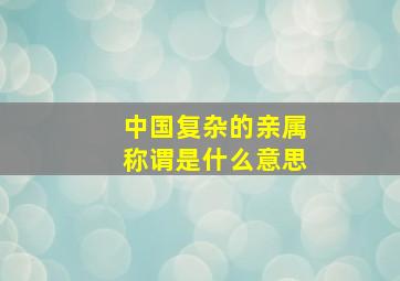 中国复杂的亲属称谓是什么意思