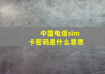 中国电信sim卡密码是什么意思