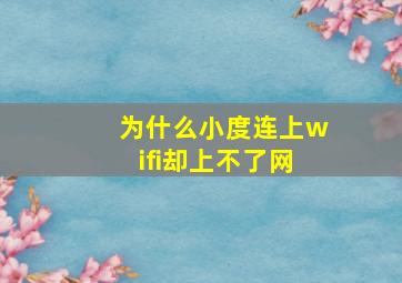 为什么小度连上wifi却上不了网