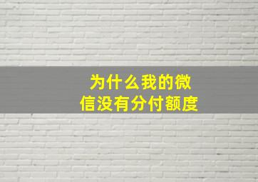 为什么我的微信没有分付额度