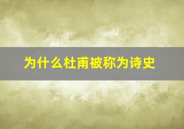 为什么杜甫被称为诗史