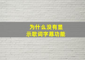 为什么没有显示歌词字幕功能