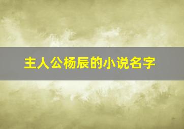 主人公杨辰的小说名字