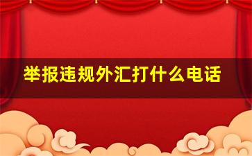 举报违规外汇打什么电话