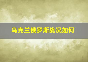 乌克兰俄罗斯战况如何