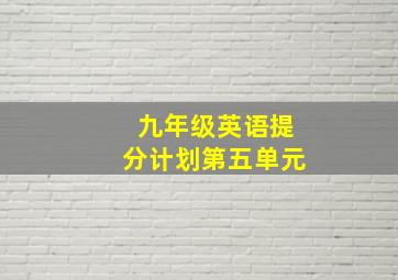 九年级英语提分计划第五单元