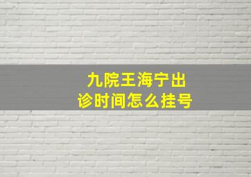 九院王海宁出诊时间怎么挂号