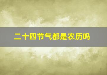 二十四节气都是农历吗