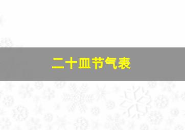 二十皿节气表