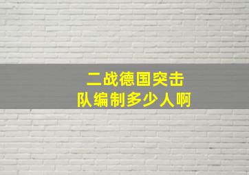 二战德国突击队编制多少人啊