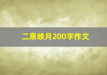 二泉映月200字作文