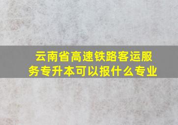 云南省高速铁路客运服务专升本可以报什么专业