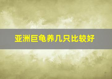 亚洲巨龟养几只比较好