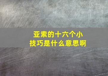 亚索的十六个小技巧是什么意思啊