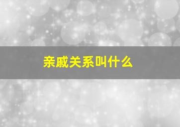 亲戚关系叫什么