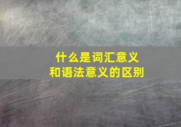 什么是词汇意义和语法意义的区别