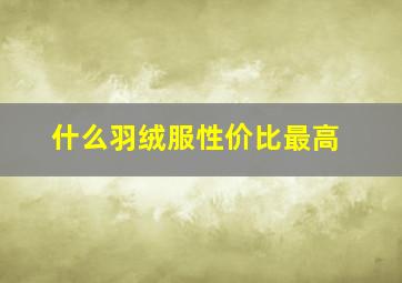 什么羽绒服性价比最高