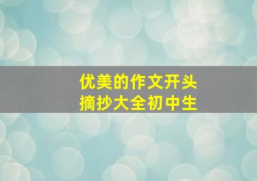 优美的作文开头摘抄大全初中生