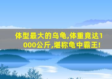 体型最大的乌龟,体重竟达1000公斤,堪称龟中霸王!