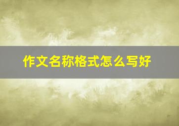 作文名称格式怎么写好