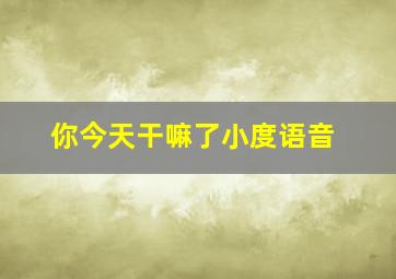 你今天干嘛了小度语音