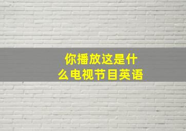 你播放这是什么电视节目英语