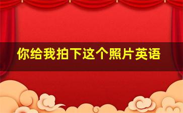 你给我拍下这个照片英语