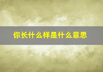 你长什么样是什么意思