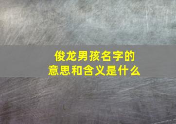 俊龙男孩名字的意思和含义是什么