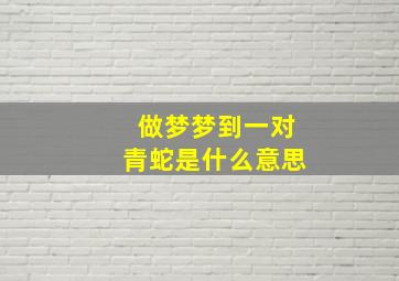 做梦梦到一对青蛇是什么意思