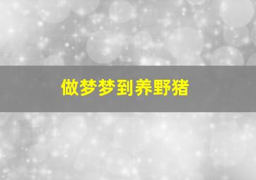 做梦梦到养野猪