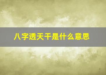 八字透天干是什么意思