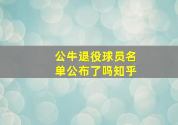 公牛退役球员名单公布了吗知乎