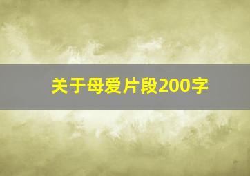 关于母爱片段200字