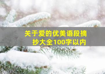 关于爱的优美语段摘抄大全100字以内