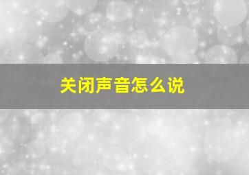 关闭声音怎么说