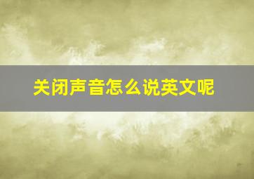 关闭声音怎么说英文呢