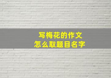 写梅花的作文怎么取题目名字