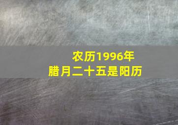 农历1996年腊月二十五是阳历