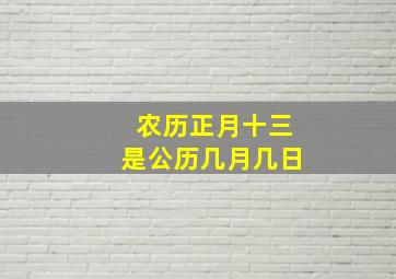 农历正月十三是公历几月几日